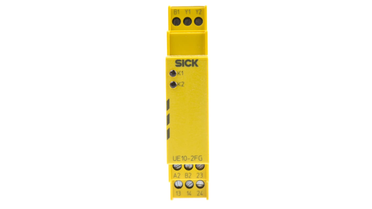 Relé de seguridad Sick UE10 de 1, 2 canales, para Cortina/haz de luz, 24V dc