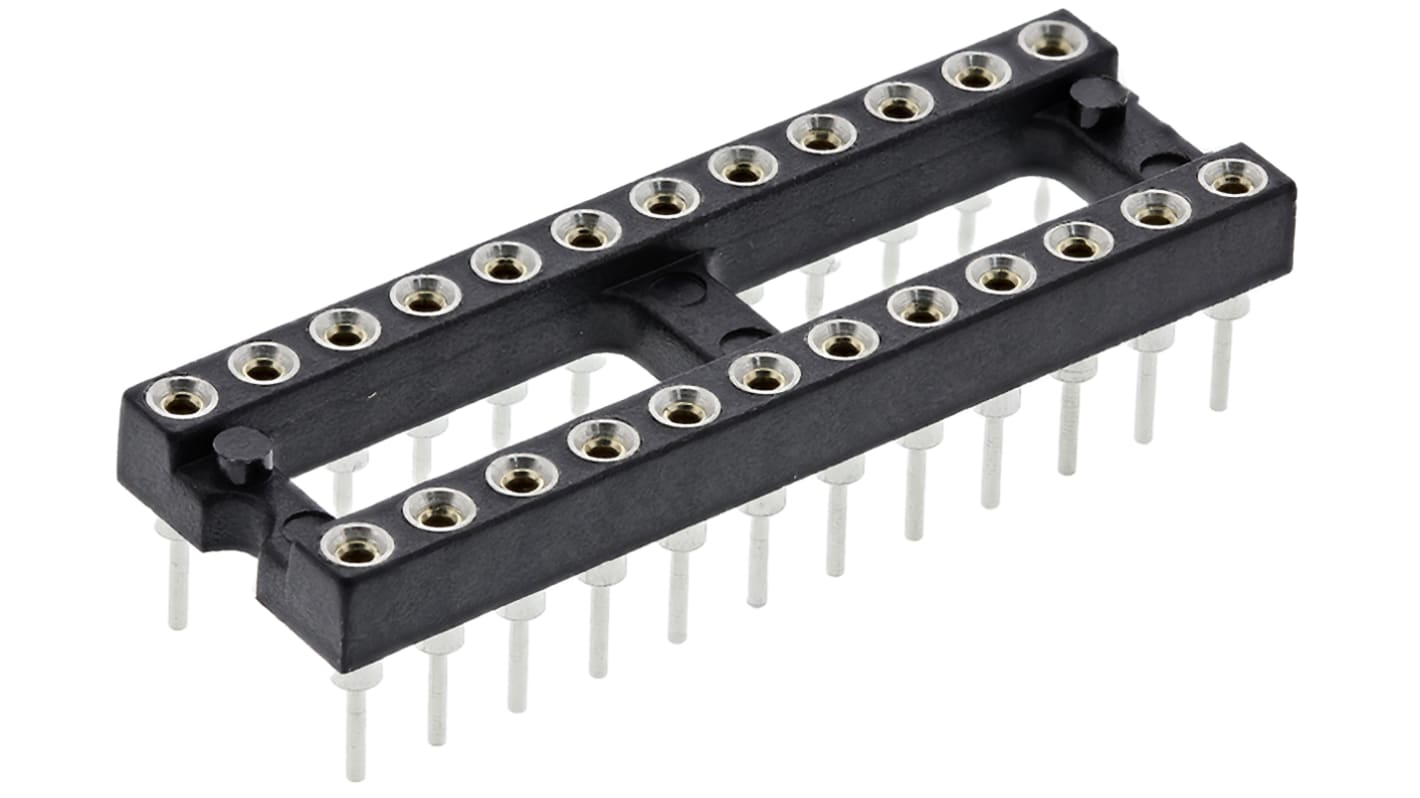 Preci-Dip 2.54mm Pitch Vertical 24 Way, Through Hole Turned Pin Open Frame IC Dip Socket, 1A