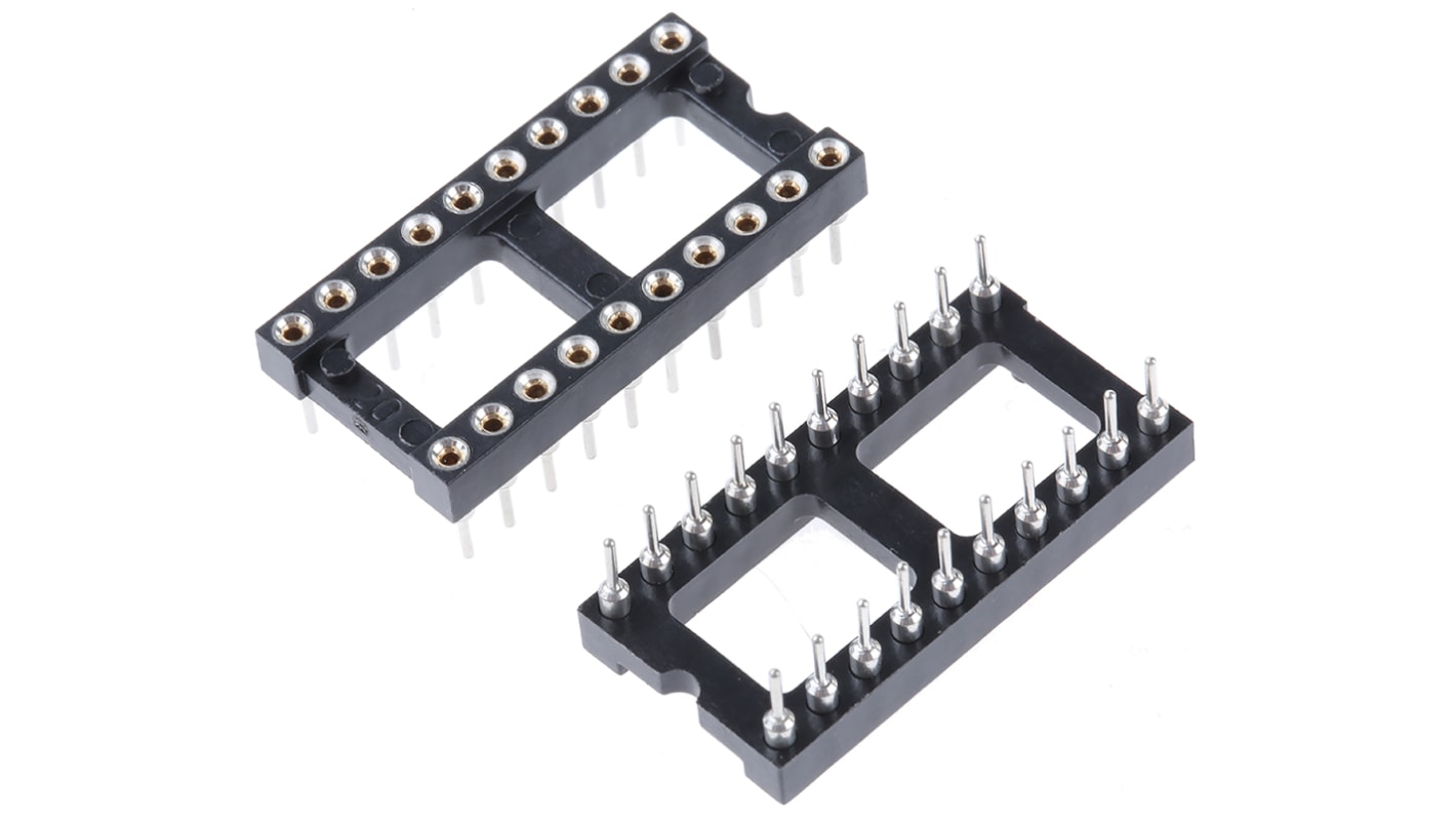 Preci-Dip 2.54mm Pitch Vertical 20 Way, Through Hole Turned Pin Open Frame IC Dip Socket, 1A