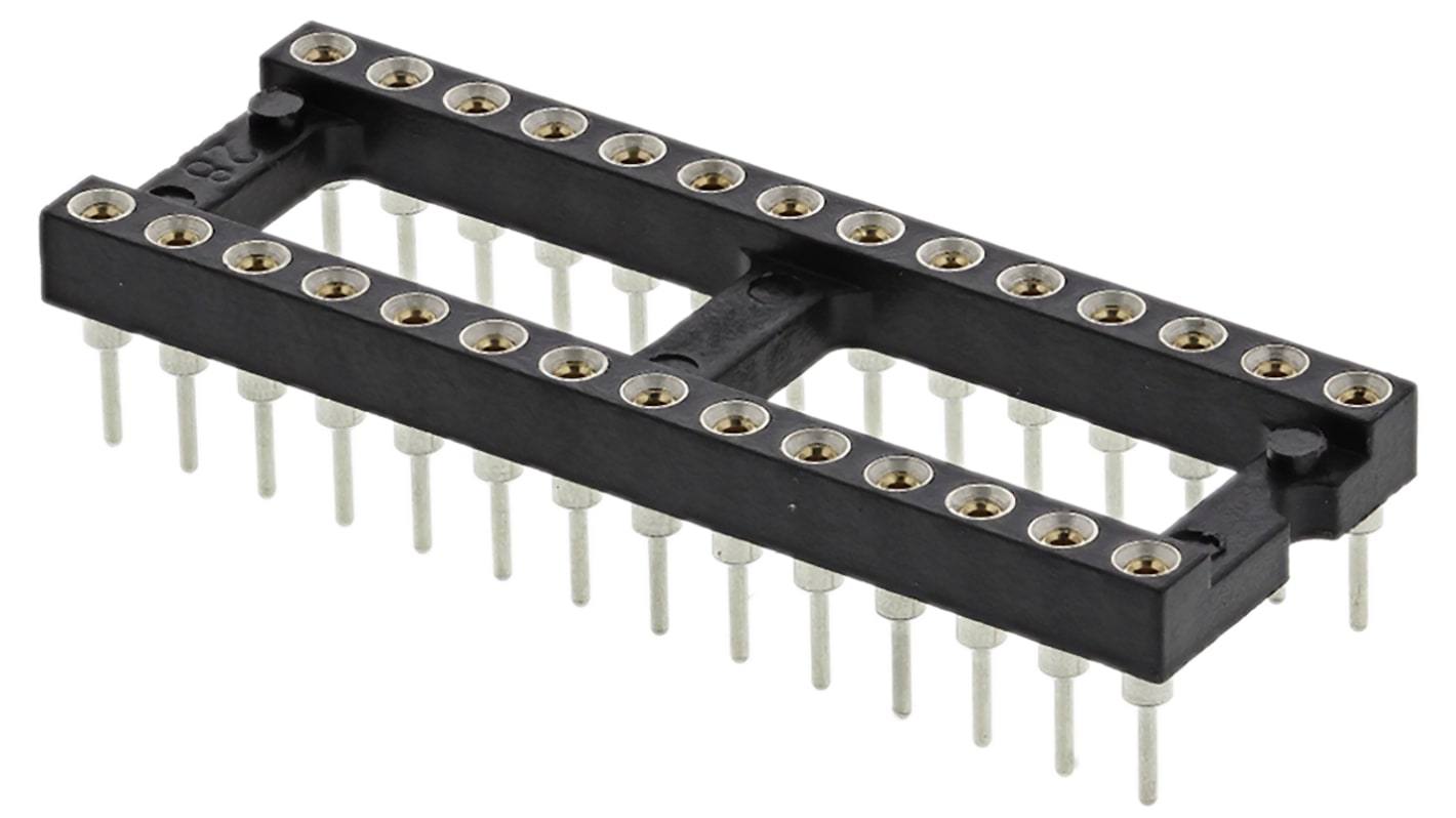 Preci-Dip 2.54mm Pitch Vertical 28 Way, Through Hole Turned Pin Open Frame IC Dip Socket, 1A