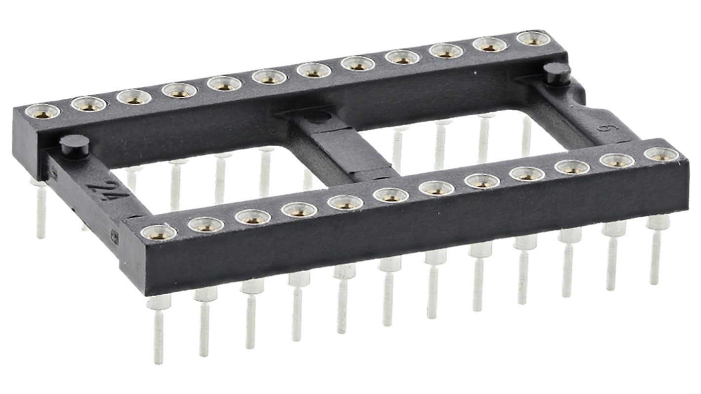 Preci-Dip 2.54mm Pitch Vertical 24 Way, Through Hole Turned Pin Open Frame IC Dip Socket, 1A