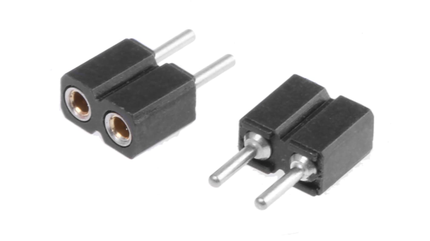 2 Way Preci-Dip Straight Through Hole 2.54mm SIL Socket, Solder, 3A 100 V ac, 150 V dc