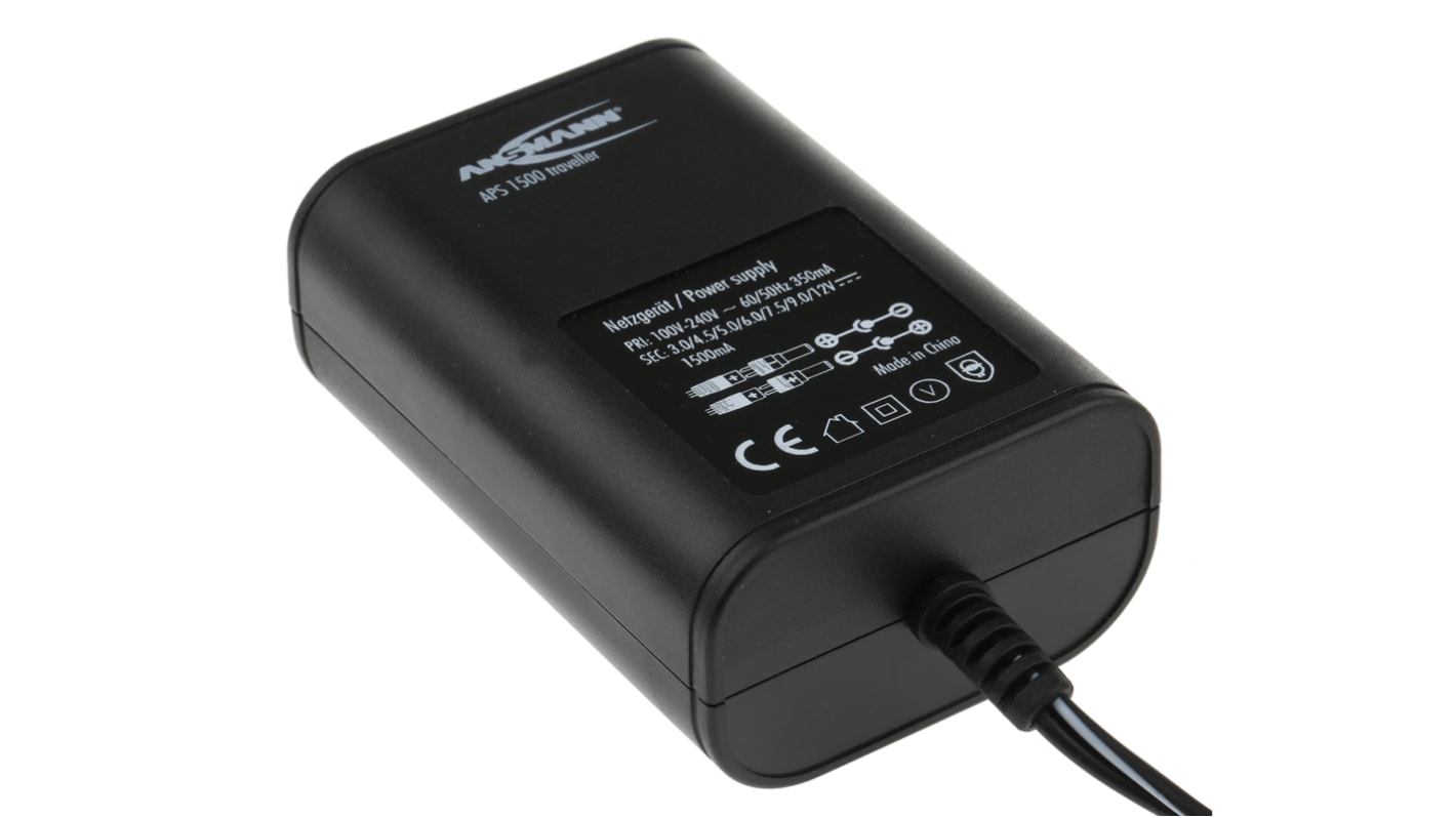 Adaptador AC/DC Ansmann 100V ac, 3V dc, 1 salida, Adaptador ac/dc, 1.5A, 18W, Australia, Europa, UK, US