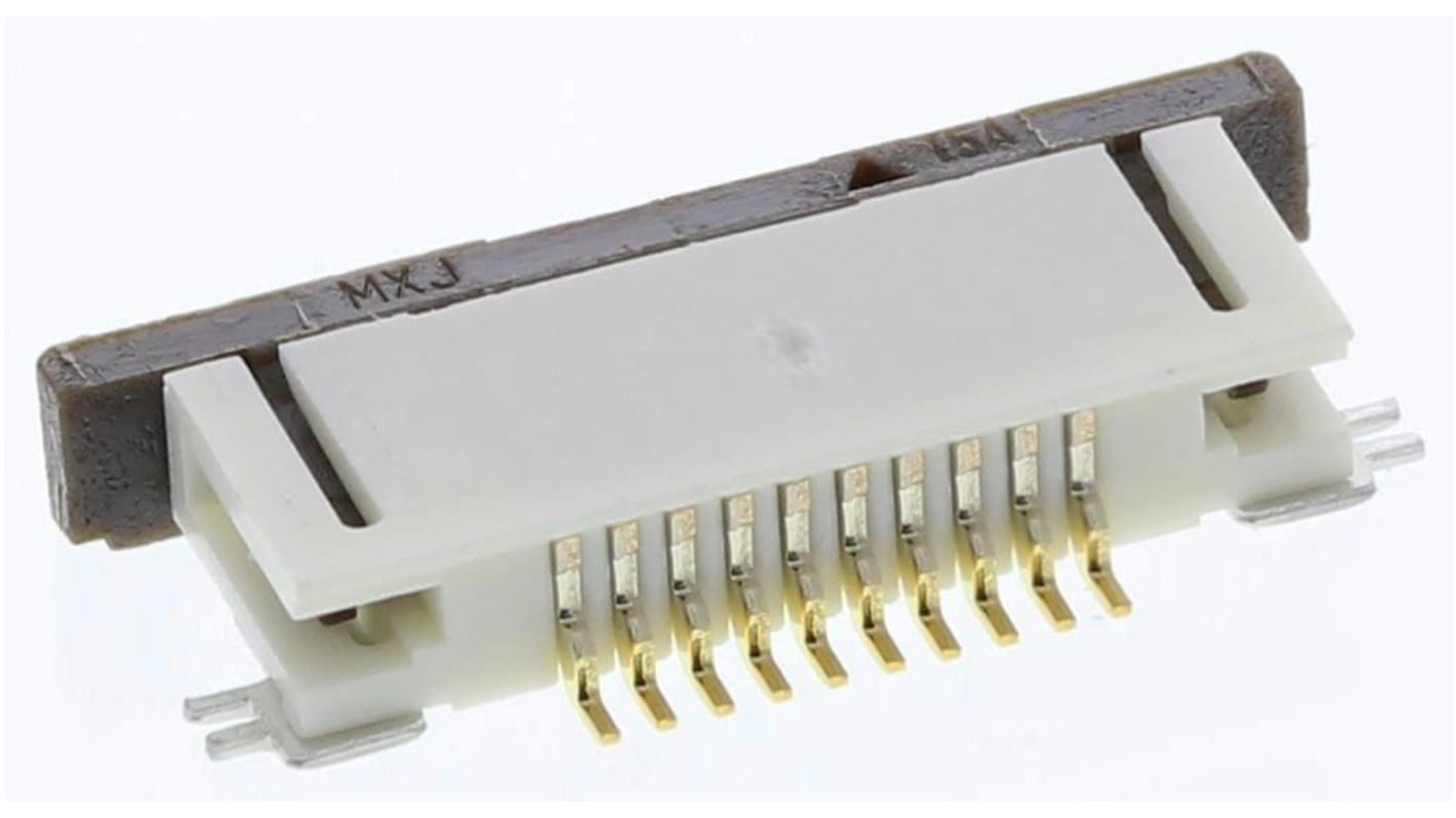 Molex, FFC/FPC SMT, 52746 0.5mm Pitch 10 Way Right Angle Female FPC Connector, ZIF Bottom Contact