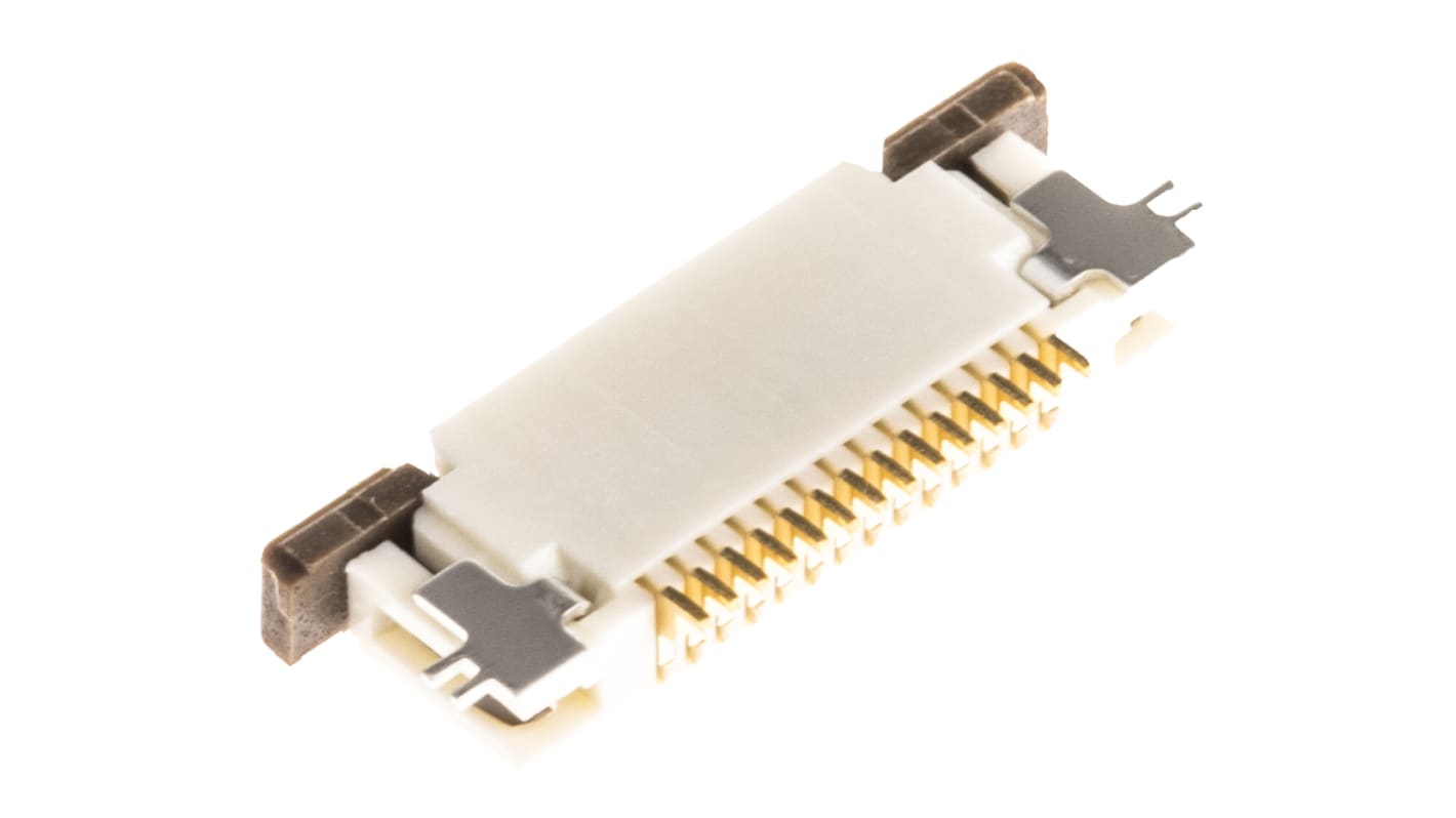 Conector FPC hembra Ángulo de 90° Molex serie FFC/FPC SMT de 14 vías, paso 0.5mm, 1 fila, para soldar