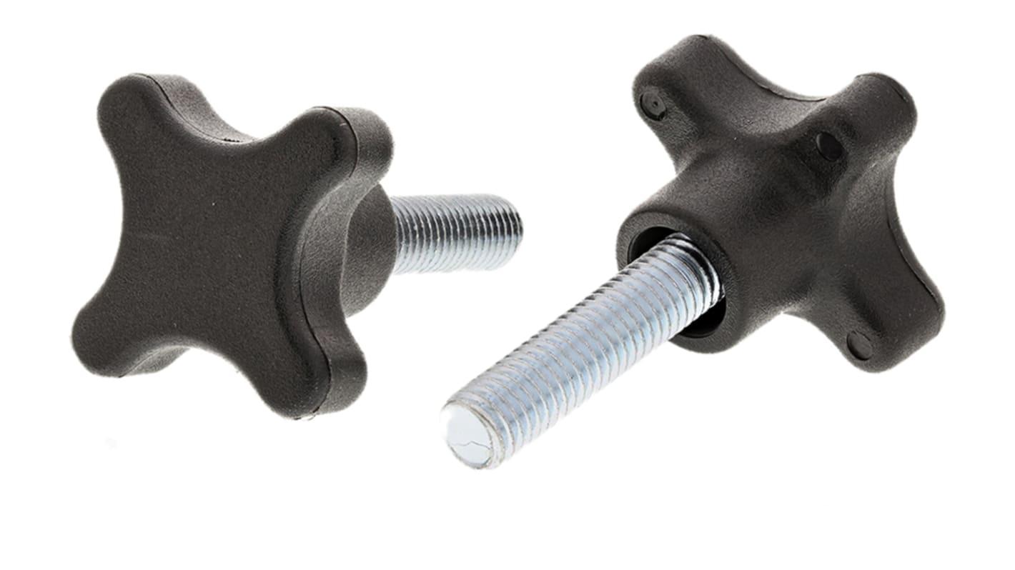 RS PRO Feststellschraube M8 Ø 8mm x 30mm 4-Zacken, mit Gewindebolzen Ø 40mm