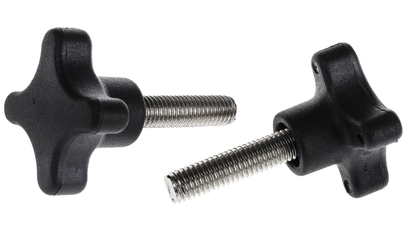 RS PRO Feststellschraube M8 Ø 8mm x 30mm 4-Zacken, mit Gewindebolzen Ø 40mm