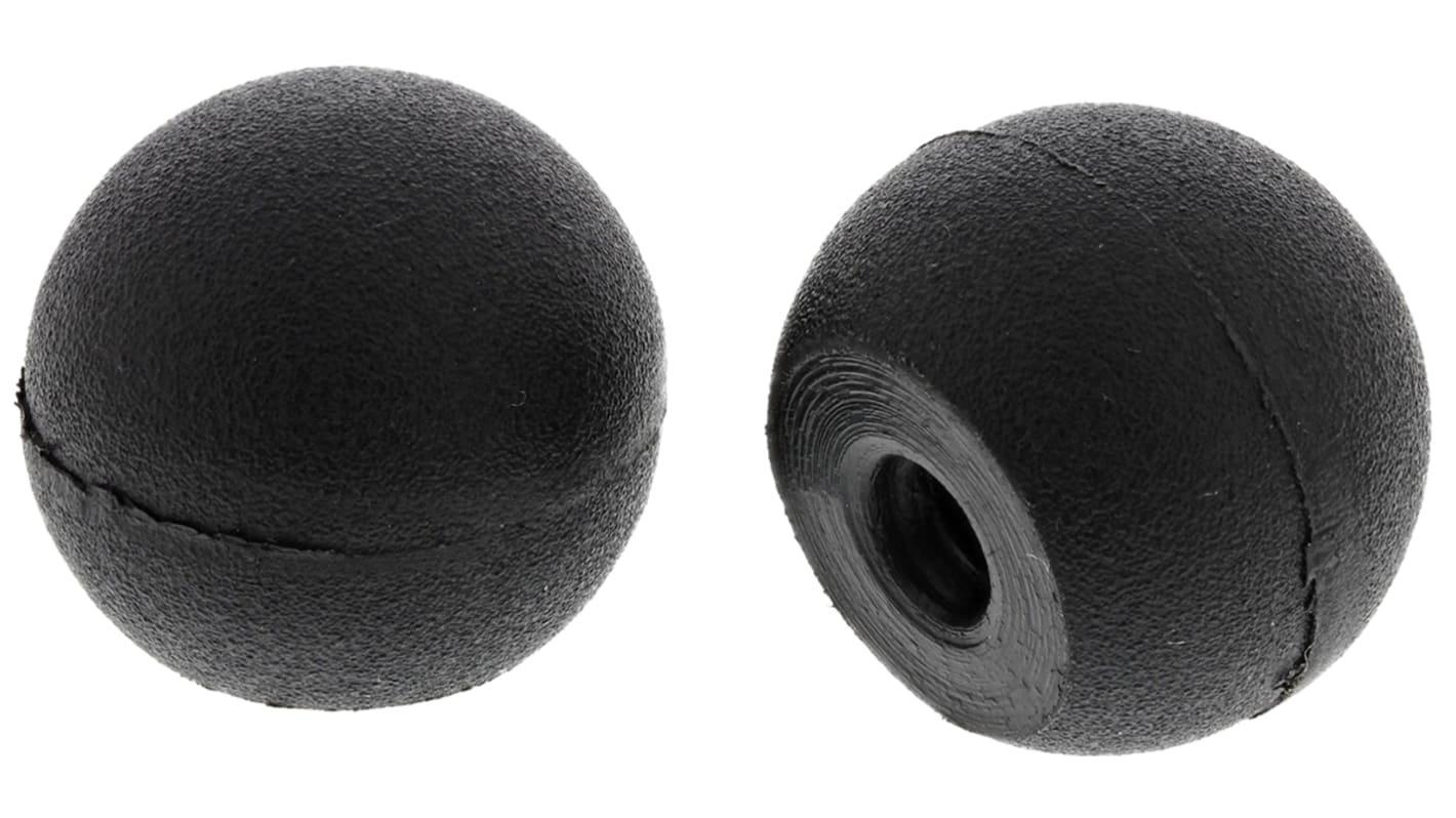 RS PRO Black Ball Clamping Knob, M4, Threaded Hole