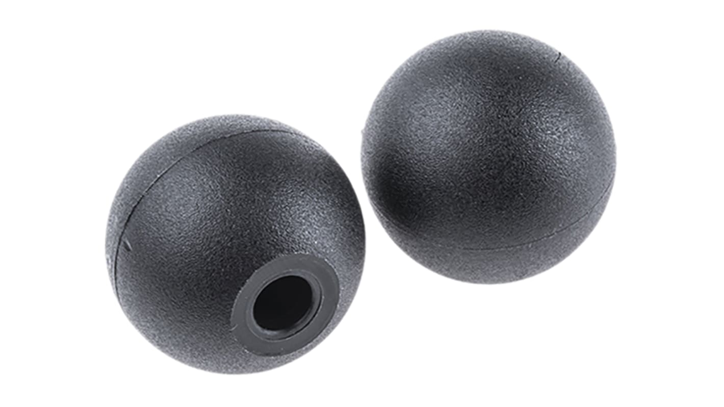 RS PRO Black Duroplast Ball Clamping Knob, M8, Unthreaded Hole