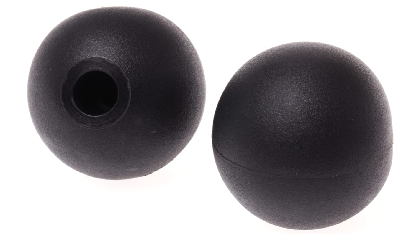 RS PRO Black Duroplast Ball Clamping Knob, M12, Unthreaded Hole