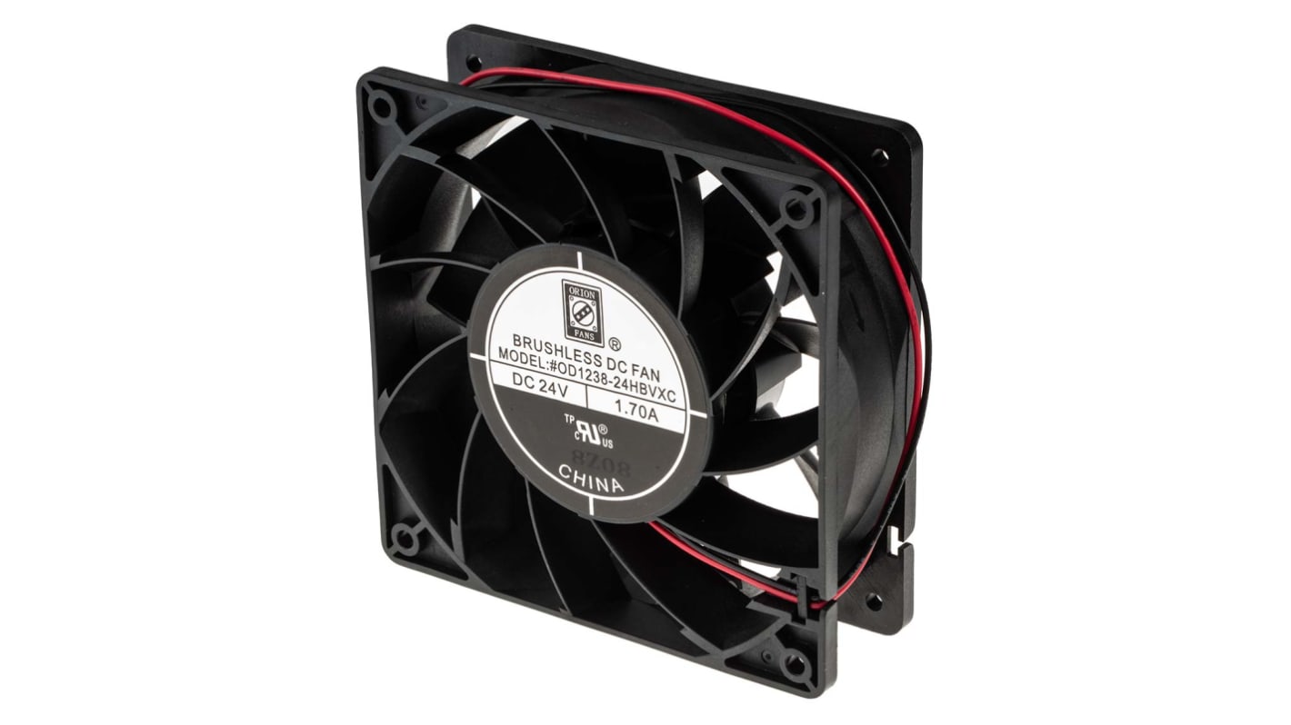 Ventilador Axial RS PRO de 120 x 120 x 38mm, 24 V dc, 40.8W, 5000rpm, caudal 383.9m³/h, 65dB