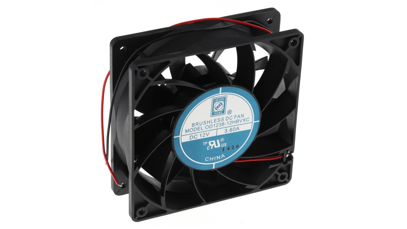 Ventilateur axial RS PRO 12 V dc, 383.9m³/h, 120 x 120 x 38mm, 43.2W