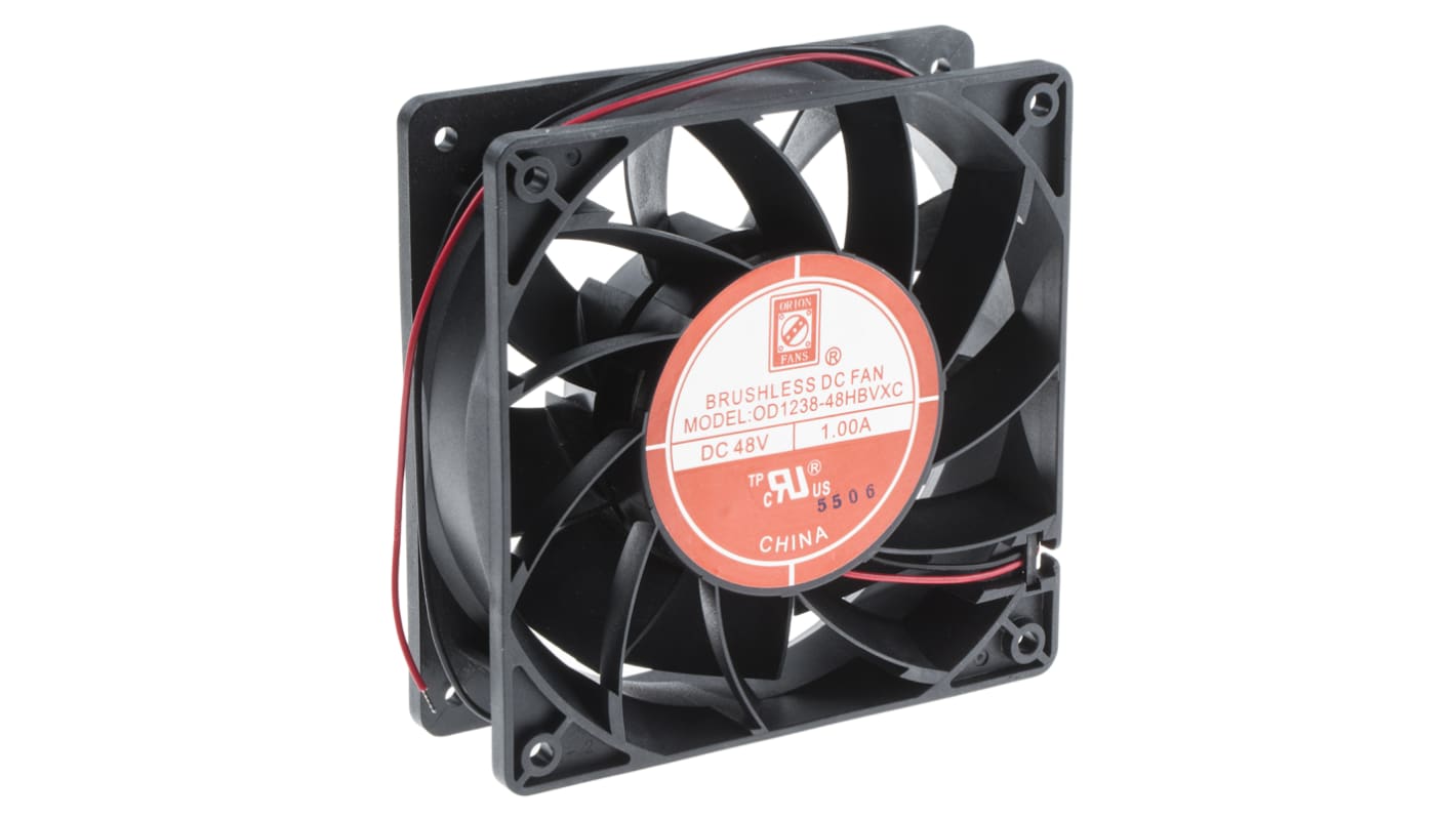 Ventilador Axial RS PRO de 120 x 120 x 38mm, 48 V dc, 48W, 5000rpm, caudal 383.9m³/h, 65dB