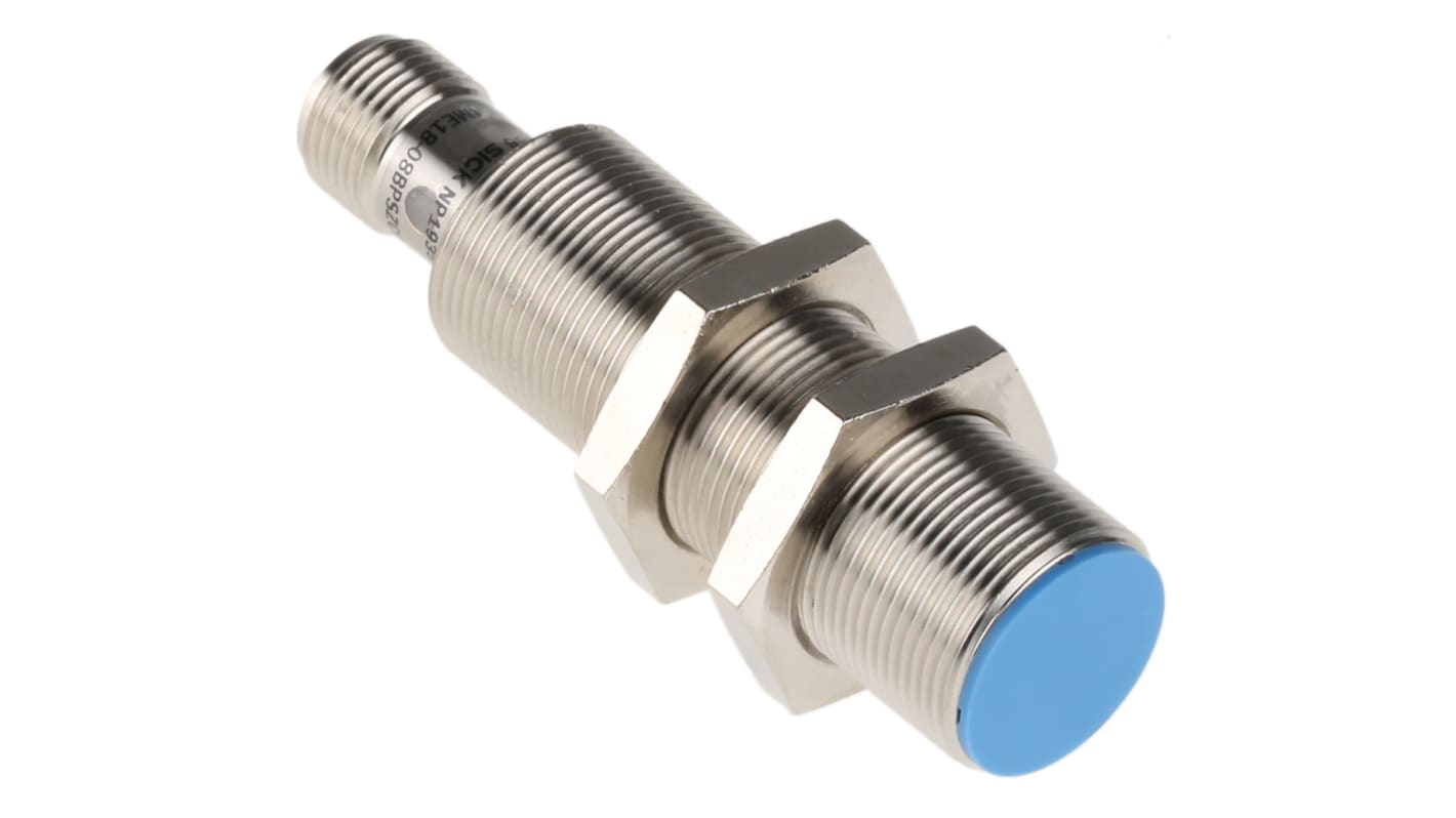 Sick Inductive Barrel-Style Proximity Sensor, M18 x 1, 8 mm Detection, PNP Output, 10 → 30 V dc, IP67