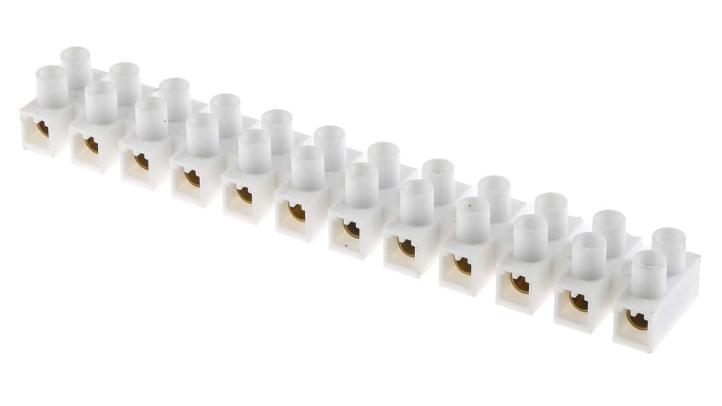 RS PRO Non-Fused Terminal Block, 12-Way, 76A, 6 AWG Wire, Screw Down Termination