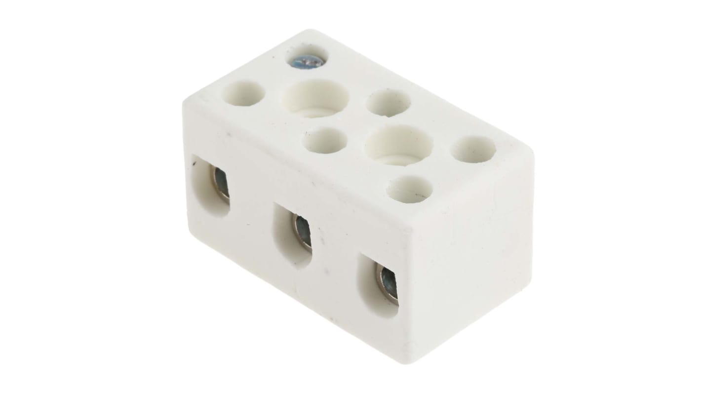 RS PRO Non-Fused Terminal Block, 3-Way, 57A, 8 AWG Wire, Screw Down Termination