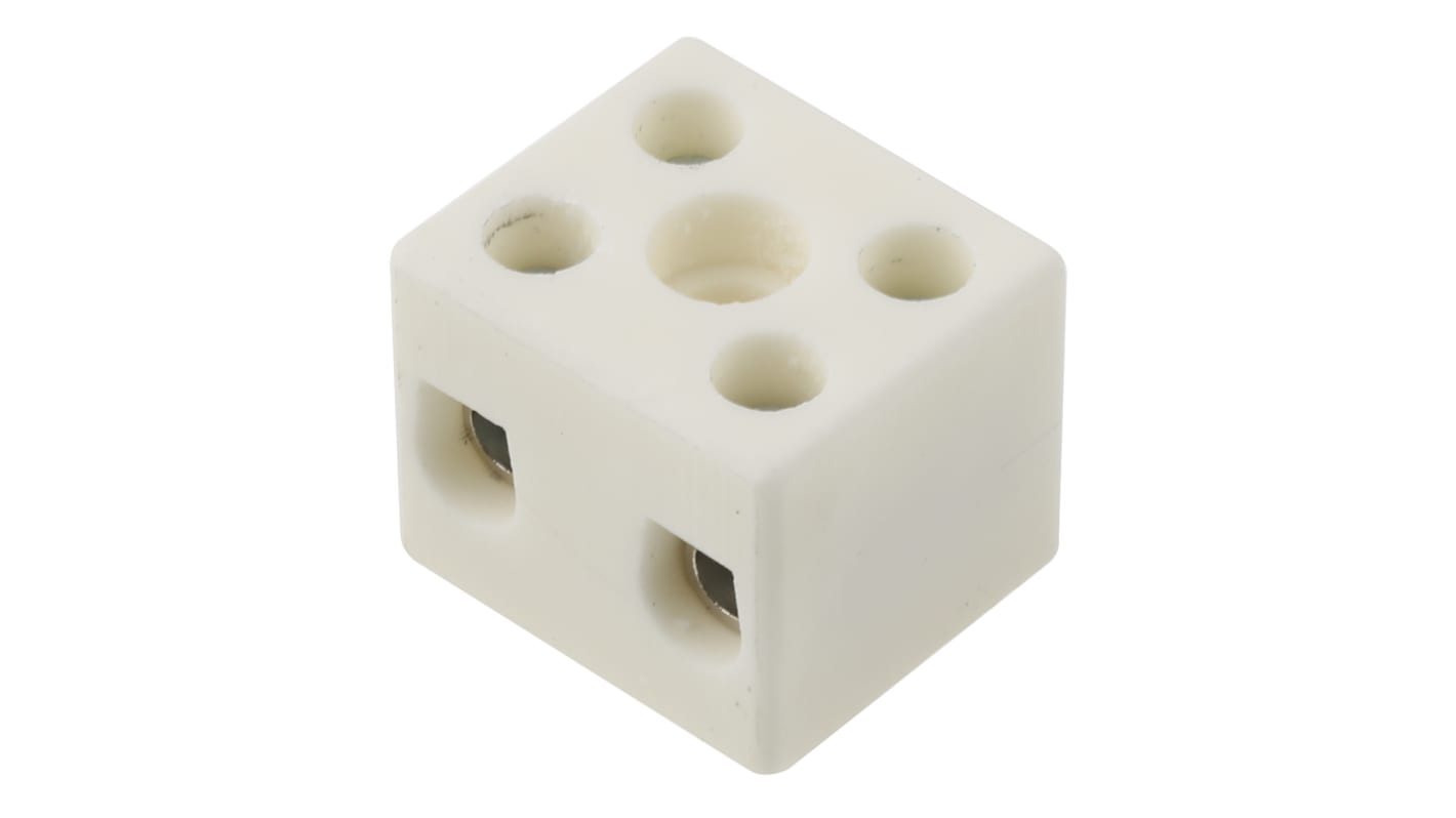 RS PRO Non-Fused Terminal Block, 2-Way, 57A, 8 AWG Wire, Screw Down Termination