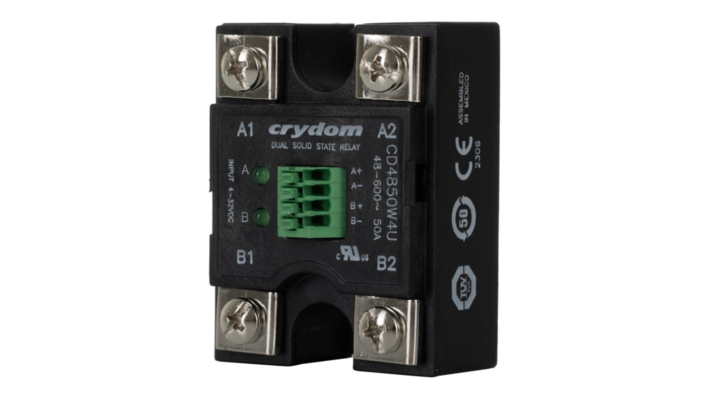 Relé de estado sólido Sensata Crydom Evolution Dual, control 4 → 32 V dc, carga 48 → 600V ac, 50 A rms