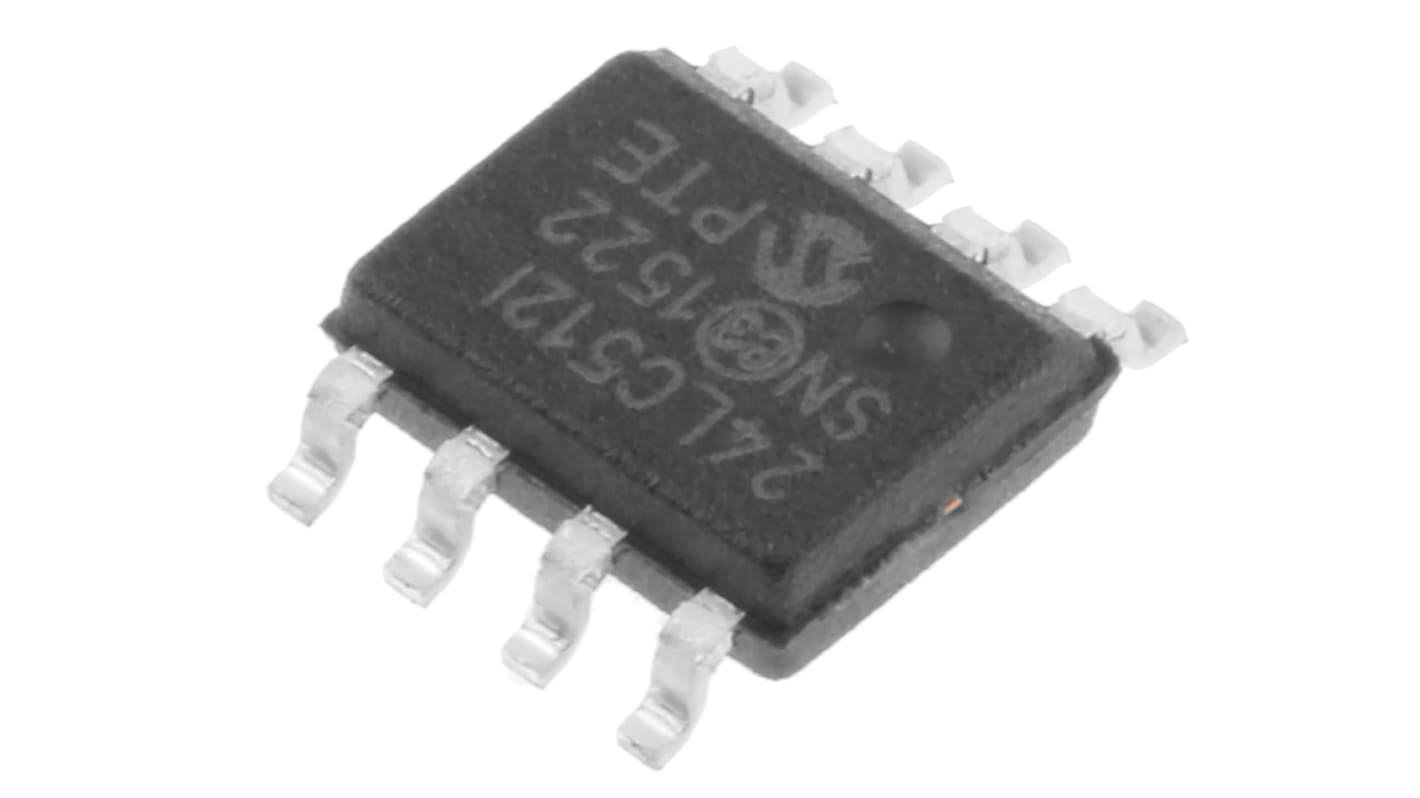 Memoria EEPROM serie 24LC512-I/SN Microchip, 512kbit, 64K x, 8bit, Serie I2C, 900ns, 8 pines SOIC