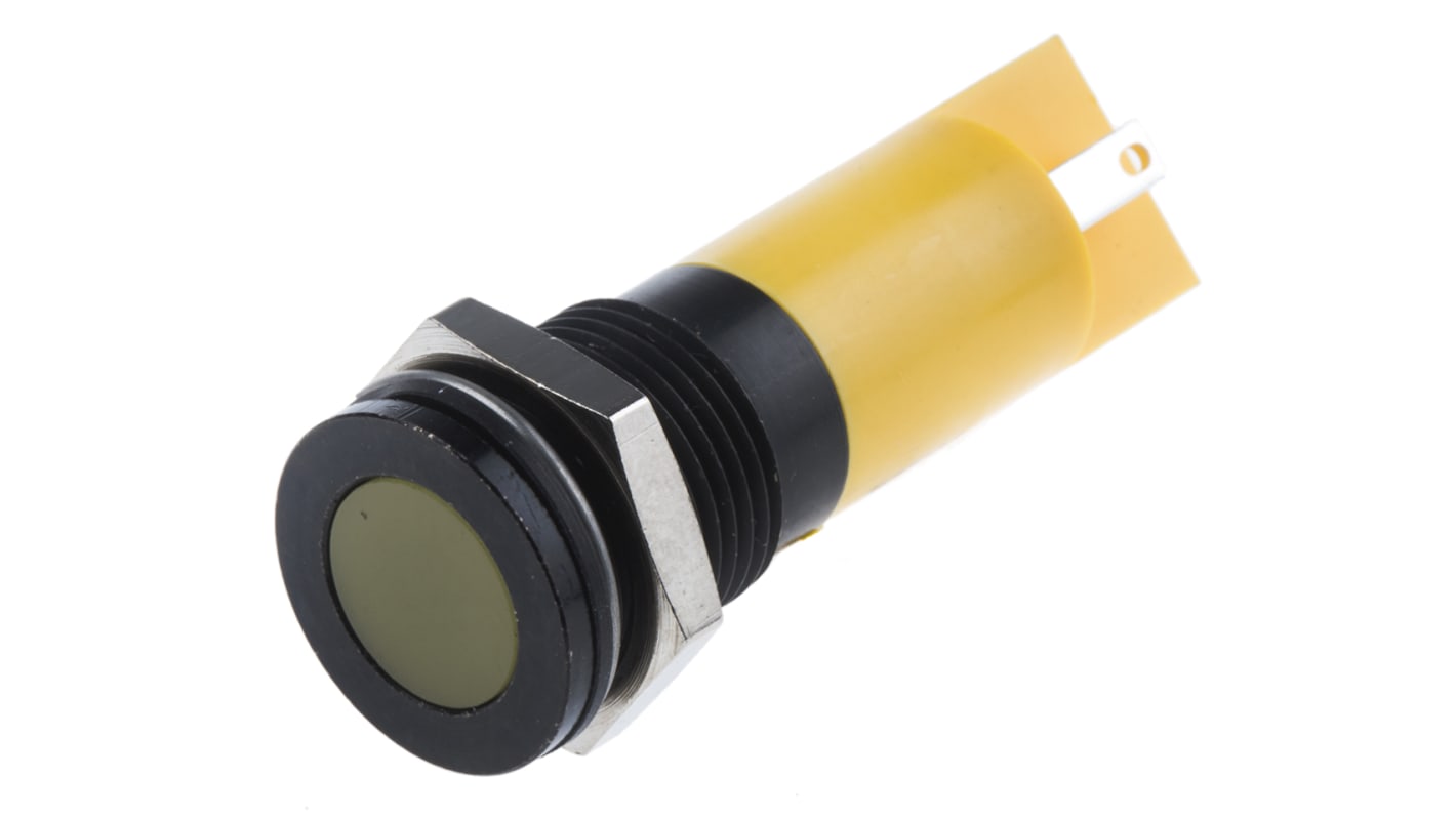 RS PRO Yellow Panel Mount Indicator, 24V dc, 14mm Mounting Hole Size, Solder Tab Termination, IP67