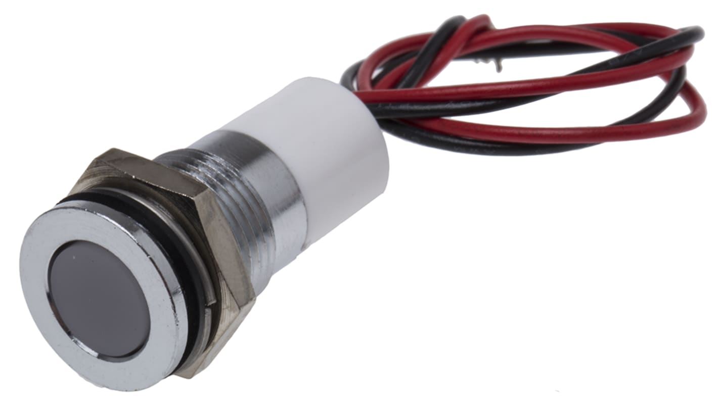 Indicatore da pannello RS PRO Bianco  a LED, 12V cc, IP67, A filo, foro da 14mm