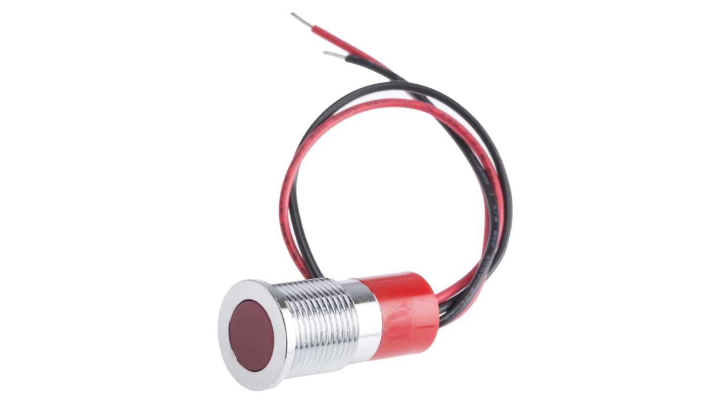 Indicatore da pannello RS PRO Rosso  a LED, 24V cc, IP67, A filo, foro da 14mm