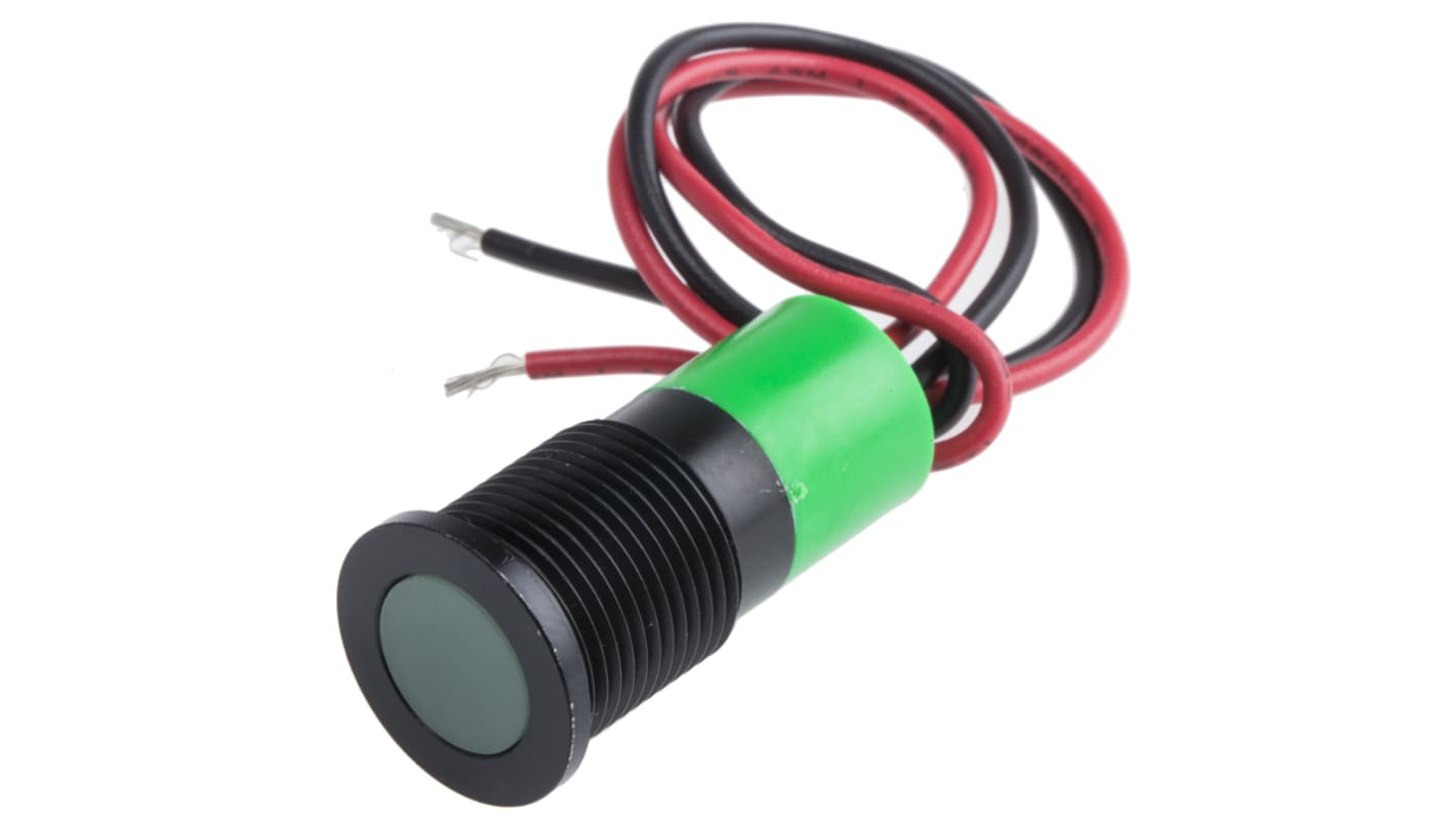 Voyant LED lumineux  Vert RS PRO, dia. 14mm, 24V c.c., IP67