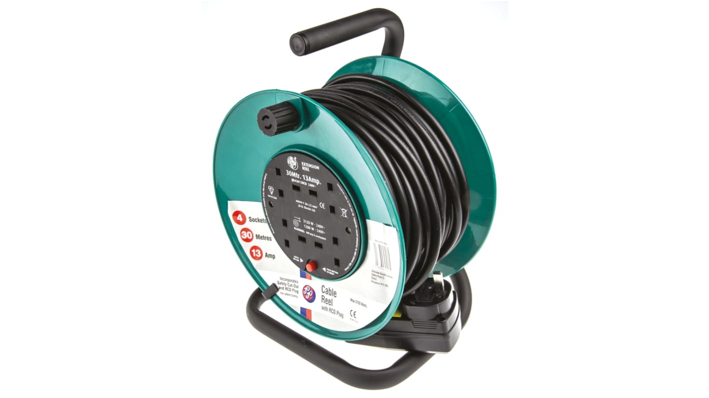 Schneider Electric 30m 4 Socket Type G - British Extension Reel, 240 V