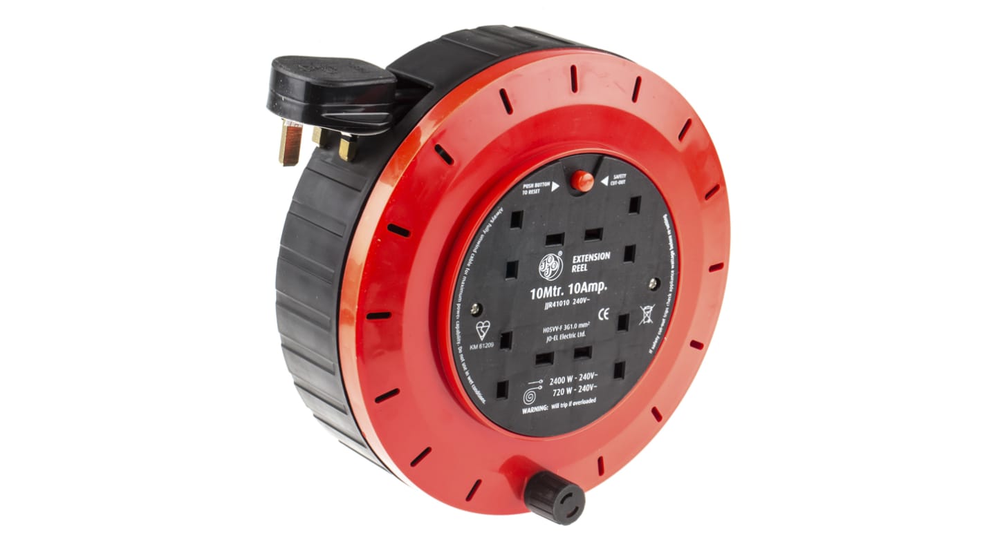 Schneider Electric 10m 4 Socket Type G - British Cable Reel, 240 V