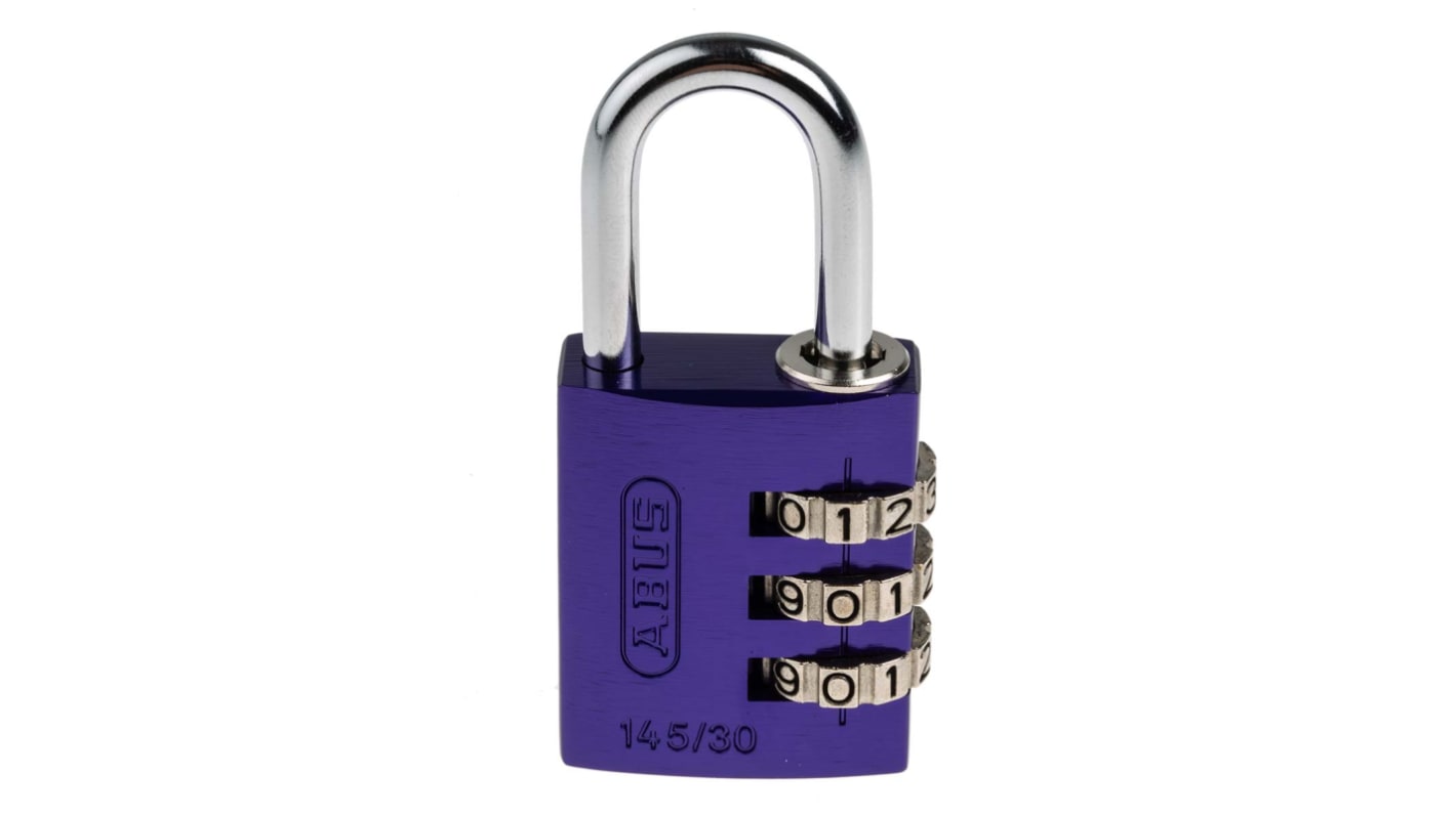 ABUS 145/30 Combination Weatherproof Aluminium Safety Padlock, 4.8mm Shackle, 30mm Body