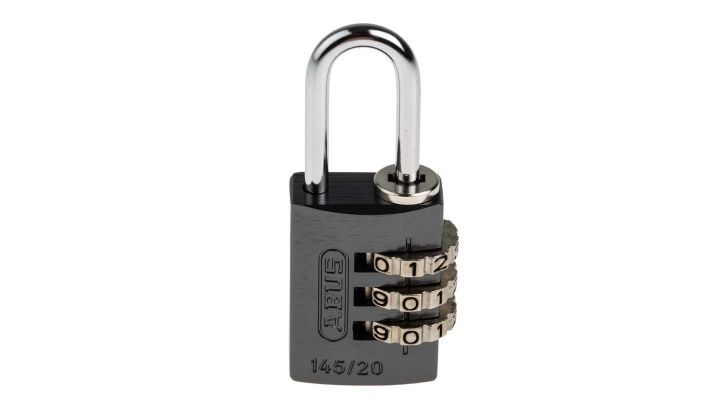 ABUS 145/20 Combination Weatherproof Aluminium, Steel Safety Padlock, 3mm Shackle, 20mm Body