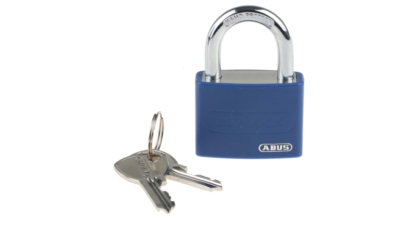 ABUS Aluminium, Stahl Vorhängeschloss mit Schlüssel Blau, Bügel-Ø 6.5mm x 22.5mm