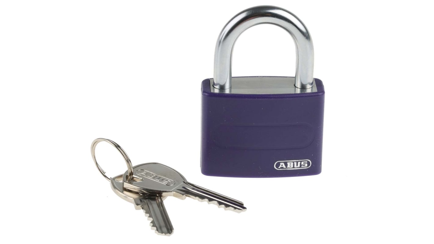 ABUS Aluminium, Stahl Vorhängeschloss mit Schlüssel Violett gleichschließend, Bügel-Ø 6.5mm x 22.5mm