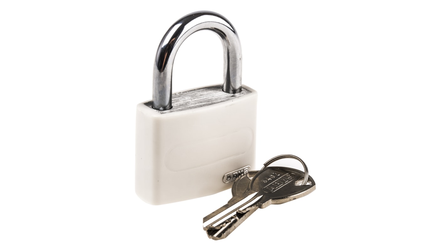 Lucchetto di sicurezza con chiave ABUS per uso interno ed esterno, anello da 6.5mm, L. 22.5mm, col Bianco