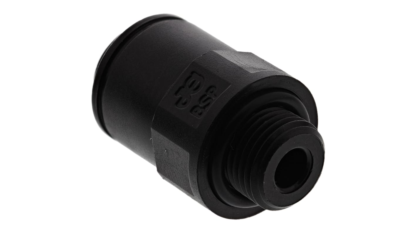 John Guest PM Series Straight Threaded Adaptor, G 1/8 Male to Push In 6 mm, Threaded-to-Tube Connection Style