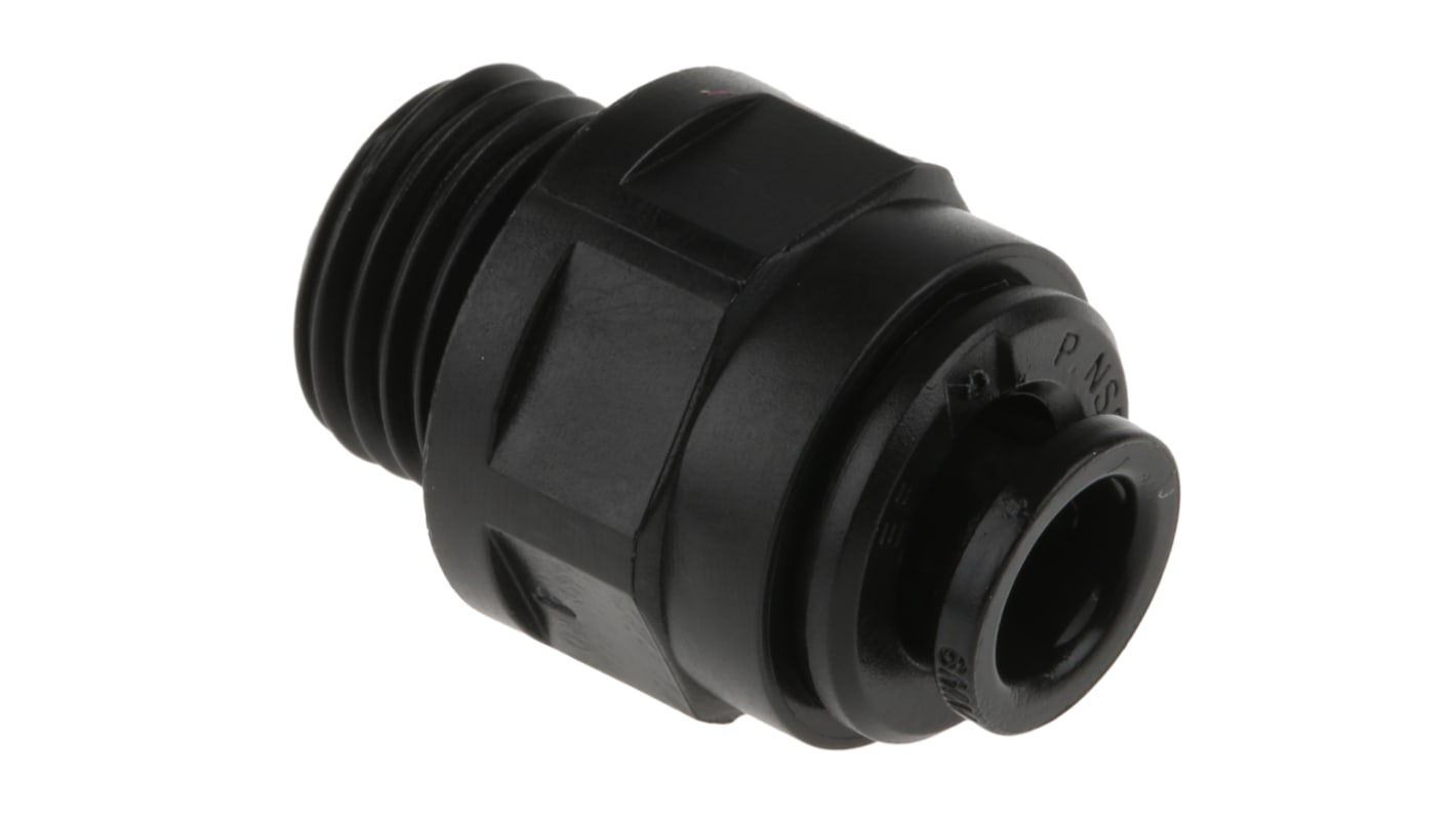 John Guest PM Series Straight Threaded Adaptor, G 1/4 Male to Push In 6 mm, Threaded-to-Tube Connection Style