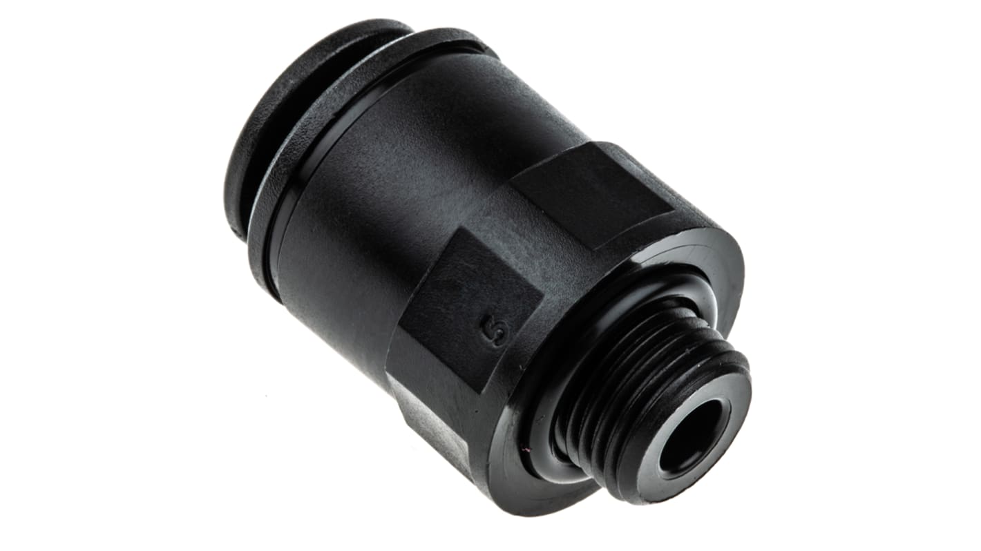 John Guest PM Series Straight Threaded Adaptor, G 1/8 Male to Push In 8 mm, Threaded-to-Tube Connection Style