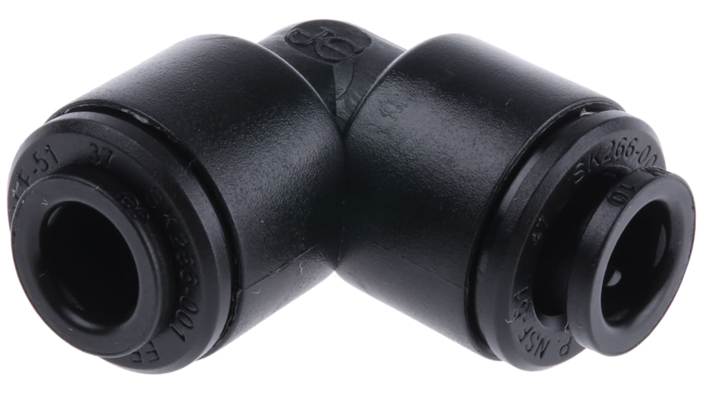 John Guest PM Series Elbow Tube-toTube Adaptor, Push In 6 mm to Push In 6 mm, Tube-to-Tube Connection Style