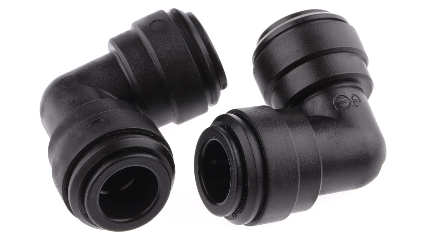 John Guest PM Series Elbow Tube-toTube Adaptor, Push In 10 mm to Push In 10 mm, Tube-to-Tube Connection Style