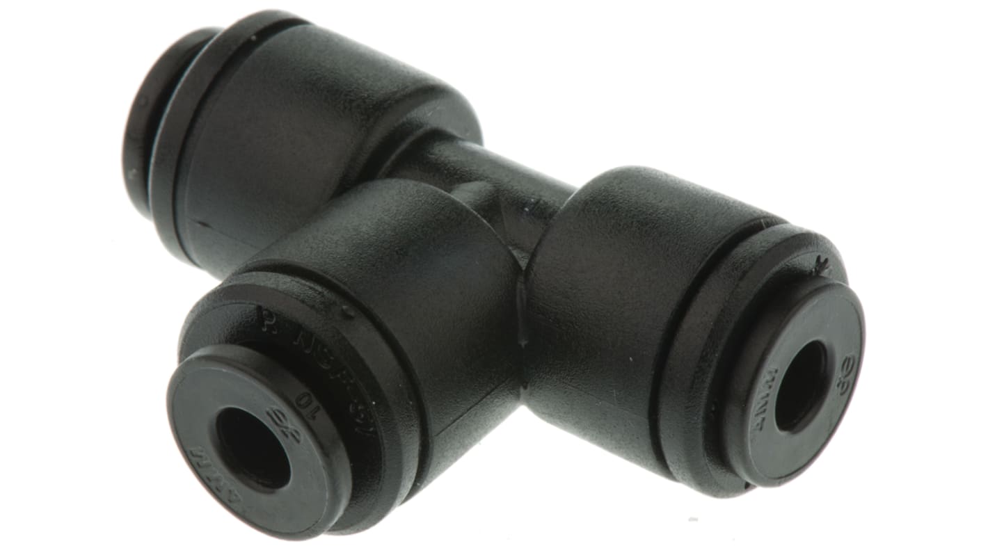 John Guest PM Series Tee Tube-to-Tube Adaptor Push In 4 mm, Push In 4 mm to Push In 4 mm, Tube-to-Tube Connection Style