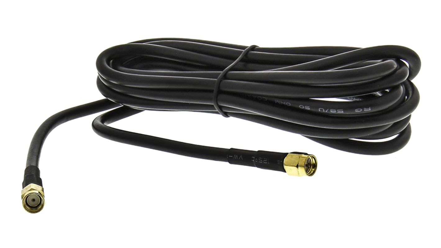 Cable coaxial RG58 RF Solutions, 50 Ω, con. A: SMA, Macho, con. B: RP-SMA, Macho, long. 3m