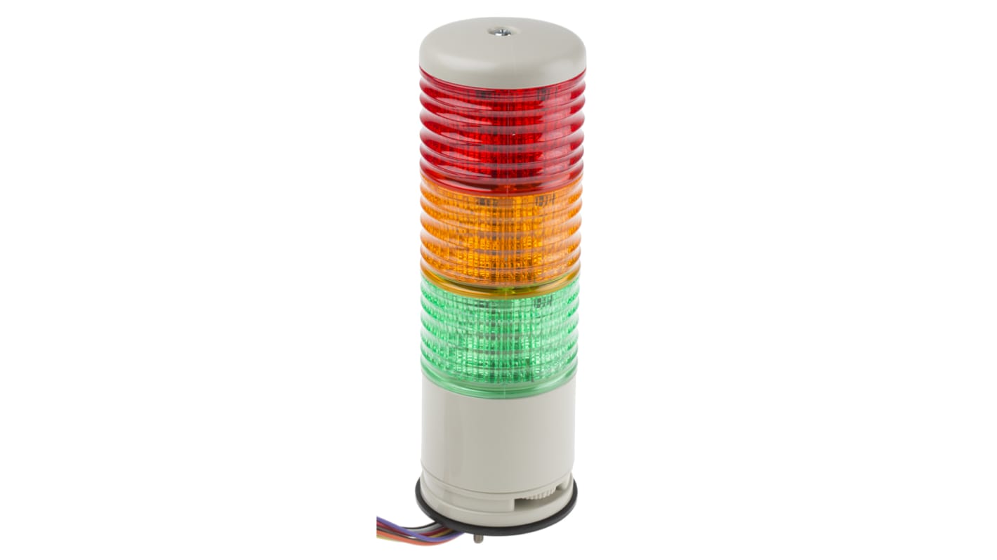 Torretta di segnalazione Schneider Electric, 24 V c.a. / c.c., LED, 3 elementi, lenti Rosso/Verde/Ambra, con Cicalino