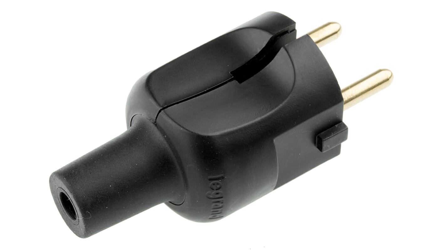 Clavija Legrand de 2P de color Negro, para Francia, Alemania, 230 V, 16A, Montaje de Cable