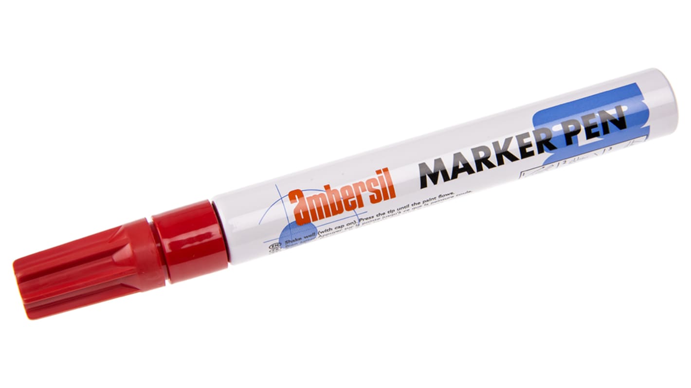 Ambersil Red 3mm Medium Tip Paint Marker Pen for use with Various Materials