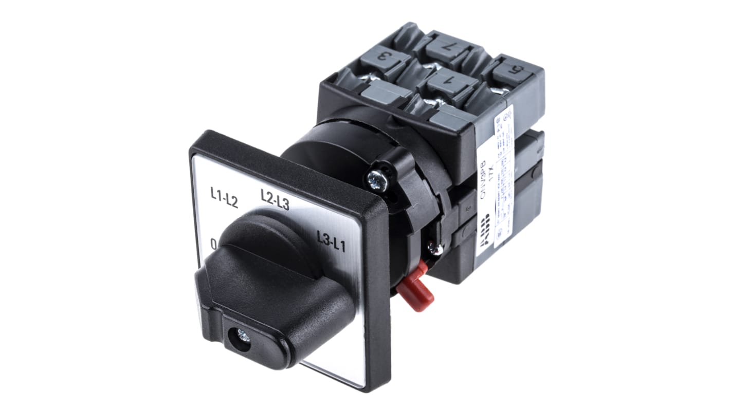 ABB, DP 4 Position 45° Rotary Cam Switch, 400 V, 25 A, Handle Actuator