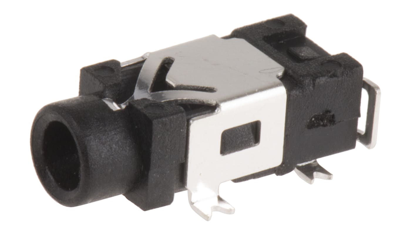 Conector jack estéreo de 2.5 mm a 90° Hembra Switchcraft, Montaje Superficial