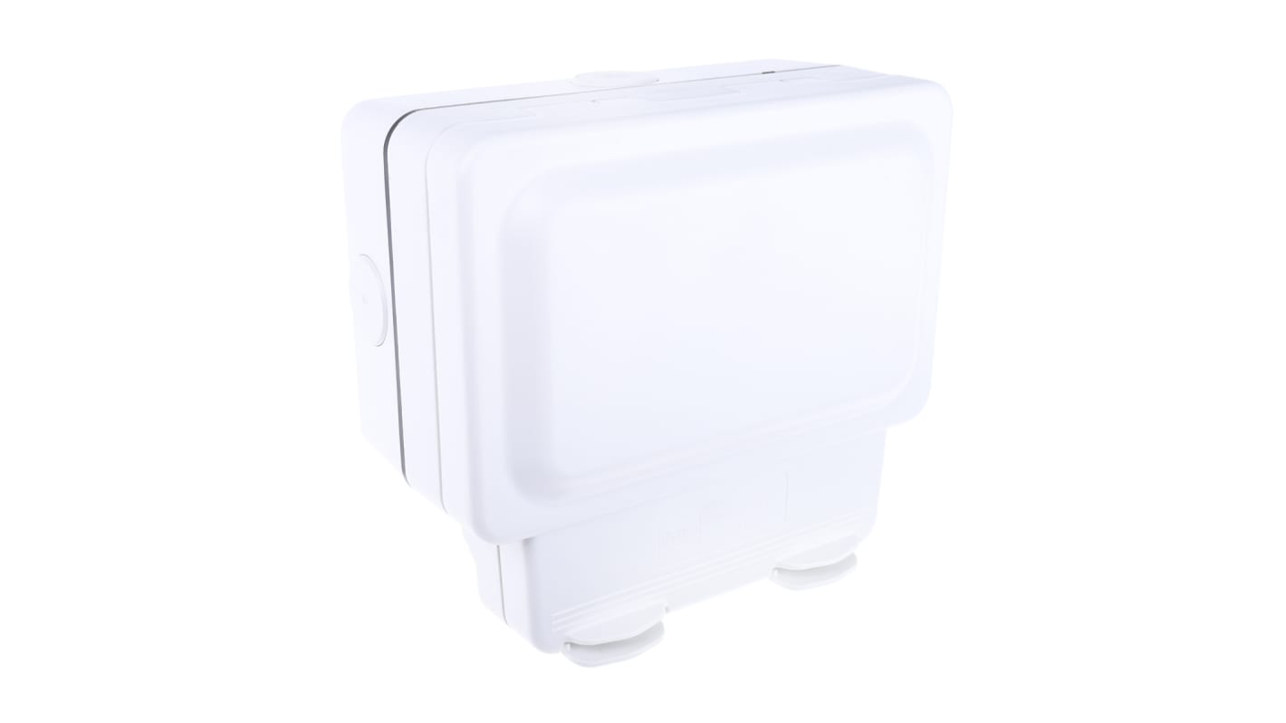 MK Electric White 2 Gang Plug Socket, 2 Poles, 13A, Type G - British, Outdoor Use