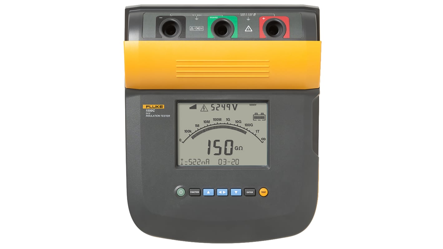 FLUKE 1550C Fluke 1550C Insulation Tester, 250V Min, 5000V Max, 1TΩ