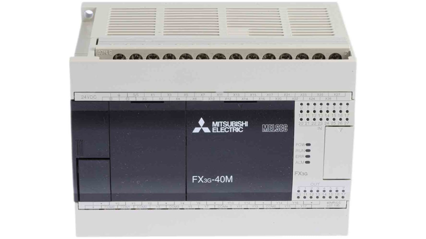 Módulo lógico Mitsubishi Electric FX3G, 12 → 24 Vdc, 24 entradas tipo Disipación, fuente, 16 salidas tipo Relé