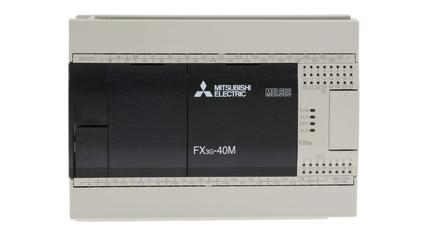 Módulo lógico Mitsubishi Electric FX3G, 12 → 24 Vdc, 24 entradas tipo Disipación, fuente, 16 salidas tipo